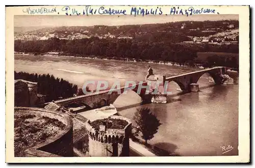 Ansichtskarte AK Avignon Vaucluse le Pont Saint Benezet construit de 1177 a 1185 par Saint Benezet et ses discipl