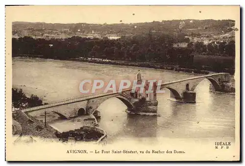 Cartes postales Avignon le Pont Saint Benezet vu du Rocher des Doms