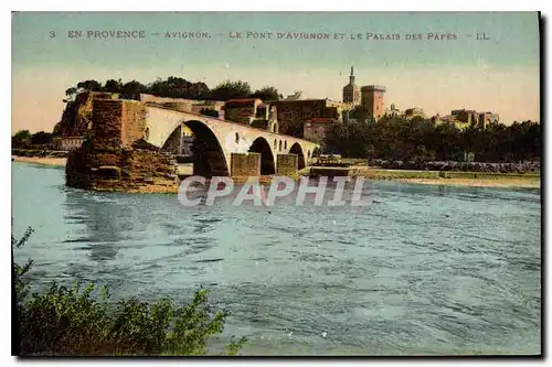 Cartes postales En Provence Avignon le pont d'Avignon et le palais des Papes