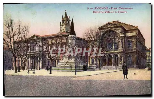 Ansichtskarte AK Avignon place Clemenceau hotel de Ville et le Theatre