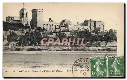 Cartes postales Avignon le Rhone et le palais des Papes
