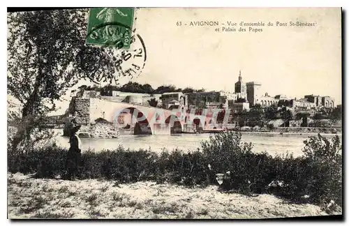 Ansichtskarte AK Avignon vue d'ensemble du Pont St Benezet et palais des Papes