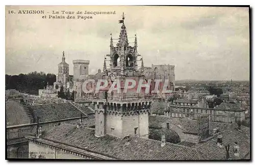 Cartes postales Avignon la tour de Jacquemard et palais des Papes