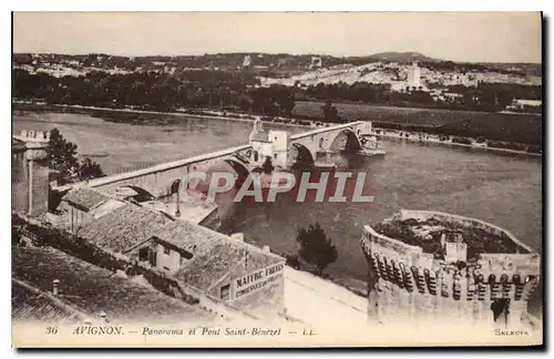 Cartes postales Avignon Panorama et pont Saint Benezet