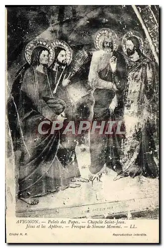 Cartes postales Avignon palais des Papes Chapelle Saint Jean Jesus et les Apotres Fresque de Simone Memmi