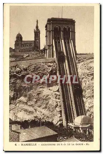 Cartes postales Marseille Ascenseurs de N D de la Garde