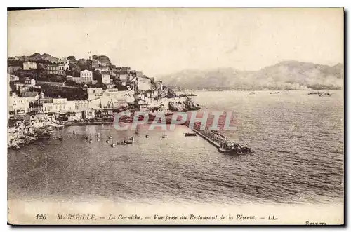 Cartes postales Marseille La Corniche vue prise du Restaurant de la Reserve