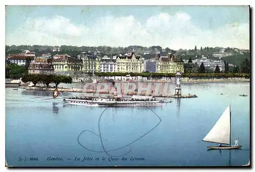 Cartes postales Geneve La Jetee et le Quai du Leman Bateau