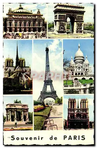 Ansichtskarte AK Paris souvenir de Paris Tour Eiffel Sacre C�ur Notre Dame Opera Arc de Triomphe