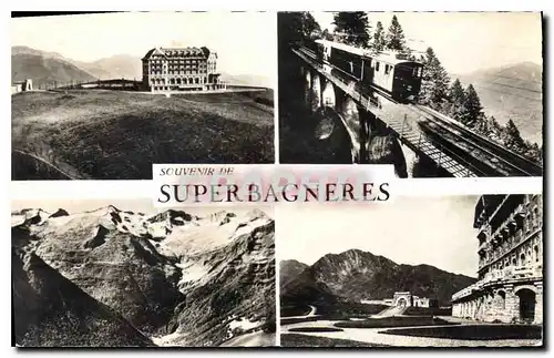 Cartes postales moderne Superbagneres le grand hotel Chemin de Fer a Cremaillere Vallee du Lys Vue vers la Gare du Funic