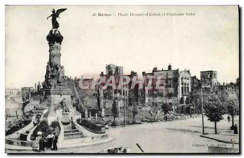 Ansichtskarte AK Reims Place Drouet d'Erlon et Fontaine Sube Militaria