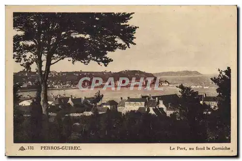 Cartes postales Perros Guirec Le Port au fond la Corniche