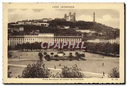 Cartes postales Lyon Artistique Place Bellecour et Coteau de Fourviere