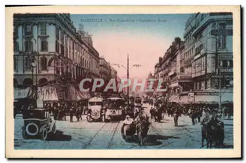 Ansichtskarte AK Marseille Rue Cannebiere Tramway Moto