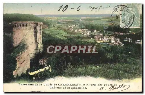 Cartes postales Panorama de la Vallee de Chevreuse S et P pris des Tours du Chateau de la Madeleine