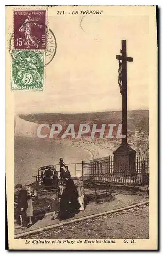 Cartes postales Le Treport Le Calvaire et la Plage de Mers les Bains