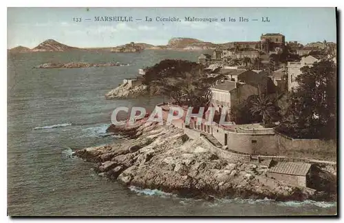 Cartes postales Marseille La Corniche Malmousque et les Iles