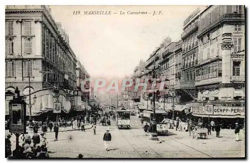 Cartes postales Marseille La Cannebiere Tramways