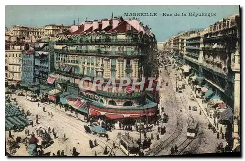 Ansichtskarte AK Marseille Rue de la Republique Tramways