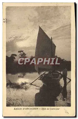 Cartes postales Bassin d'Archachon Effets de Contre jour Bateau