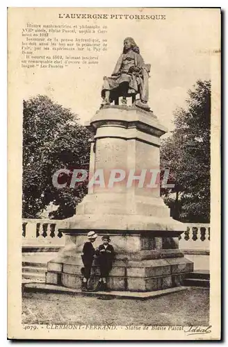 Cartes postales l'Auvergne Pittoresque Clermont Ferrand Statue de Blaise Pascal