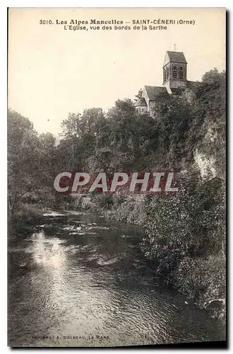 Ansichtskarte AK Les Alpes Mancelles Saint Ceneri Orne L'Eglise vue des bords de la Sarthe