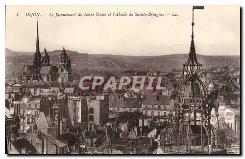 Cartes postales Dijon Le Jacquemart de Notre Dame et l'Abside de Sainte Benigne