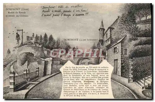 Cartes postales Domfront Orne Route de Ronde et entree du Chateu