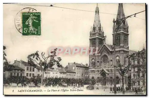 Ansichtskarte AK Saint Chamond La Place et l'Eglise Notre Dame