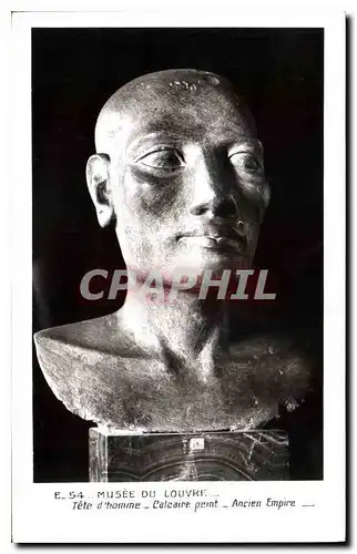 Ansichtskarte AK Musee du Louvre Tete d'homme Calcaire peint Ancien Empire