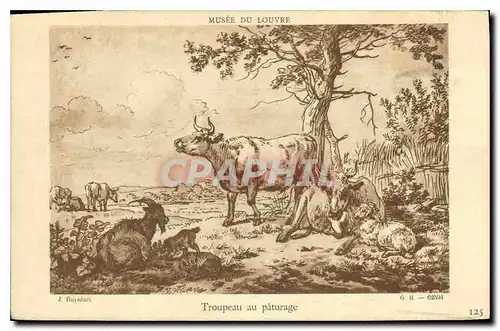 Cartes postales Musee du Louvre Troupeau au paturage Chevre Vache