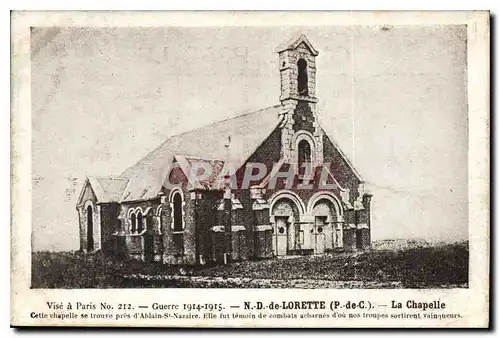 Cartes postales Guerre 1914 1915 ND de Lorette P de C La Chapelle