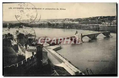 Cartes postales Avignon Pont St Benezet et perspective du Rhone