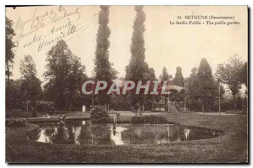 Cartes postales Bethune Renaissance Le Jardin Public