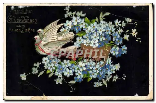 Cartes postales Fantaisie Fleurs Colombes