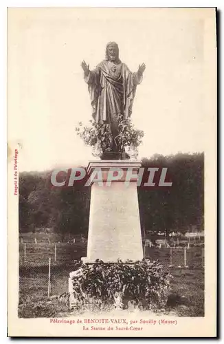 Cartes postales Pelerinage de Benoite Vaux par Souilly Meuse La Statue du Sacre Coeur