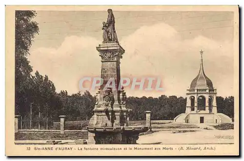 Cartes postales Ste Anne d'Auray La fontaine miraculause et le Monument aux Morts