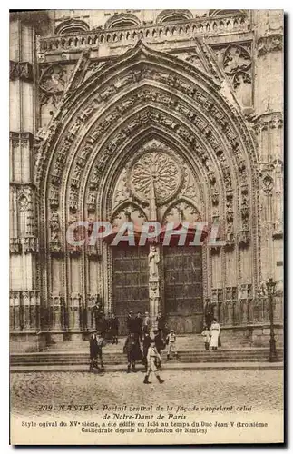 Ansichtskarte AK Nantes Portail central de la Facade rapellant celui de Notre Dame de Paris