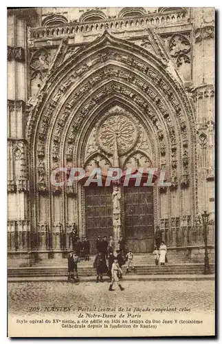 Cartes postales Nantes Portail central de la Facade rapellant celui de Notre Dame de Paris