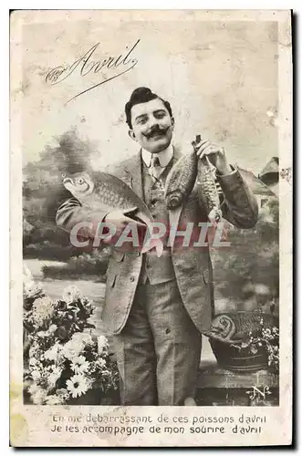 Cartes postales En me debarassant de ces poissons d avril Homme