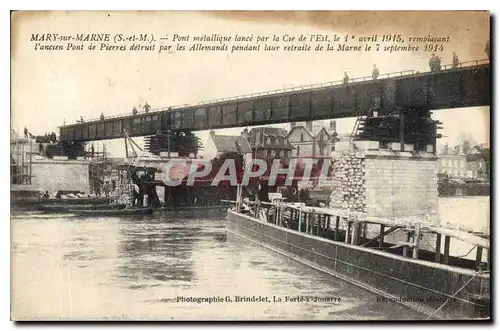 Cartes postales Mary sur Marne S et M Pont metallique lance par la Cue de l'Est