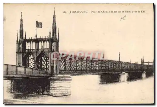 Ansichtskarte AK Strasbourg Pont du Chemin de fer sur le Rhin pres de Kehl