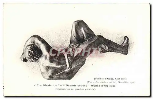 Cartes postales Pro Alesia Le Gaulois couche bronze d'applique