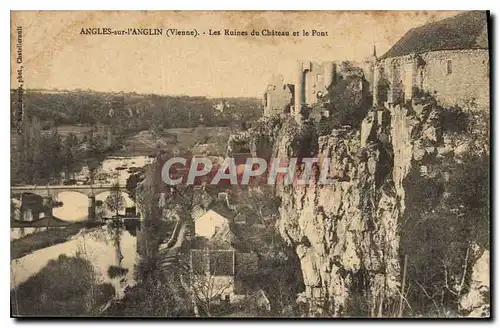 Ansichtskarte AK Angles sur l'Anglin Vienne Les Ruines du Chateau et le Pont