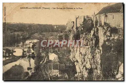 Cartes postales Angles sur l'Anglin Vienne Les Ruines du Chateau et le Pont