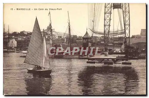 Cartes postales Marseille Un Coin du Vieux Port Bateau Pont Transbordeur