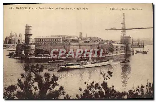 Ansichtskarte AK Marseille Le Fort St Jean et l'entree du Vieux Port Bateau