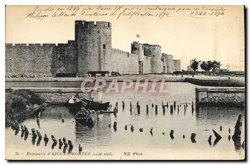 Cartes postales Remparts d'Aigues Mortes cote sud