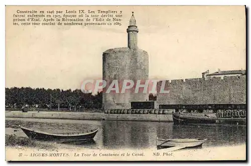 Cartes postales Aigues Mortes La Tour de Constance et le Canal