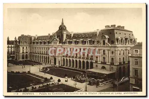 Cartes postales Rennes Palais du Commerce et Jardins sur la Vilaine